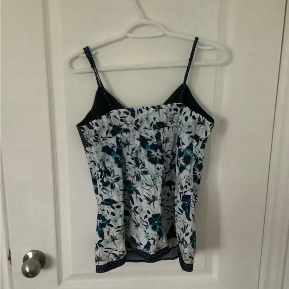 Y2K blue with white polka dots, blue and white flowers tank top - Picture 2 of 3